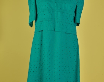 Vestido de cóctel vintage de los años 90 con bordado verde