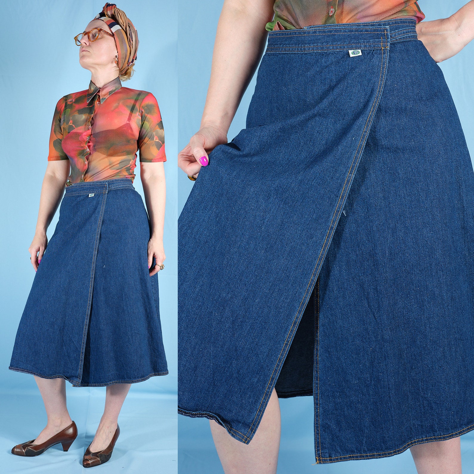 80s / 90s jeans denim skirt. Vintage long denim skirt. Size S. Etsy