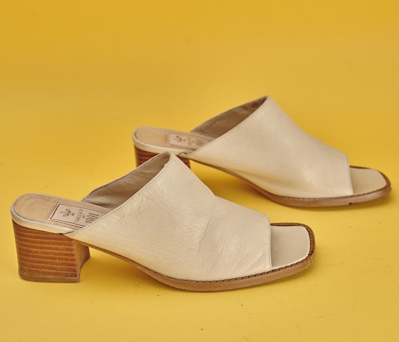 90s square toe block heel mules CABLE & CO 1901. V