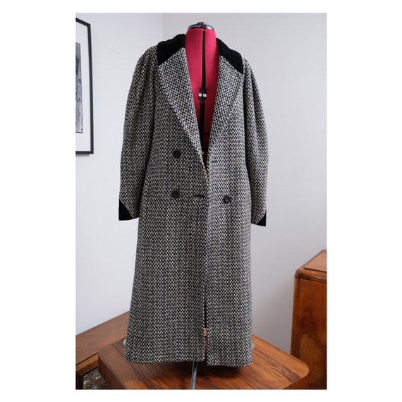 black and white wool coat