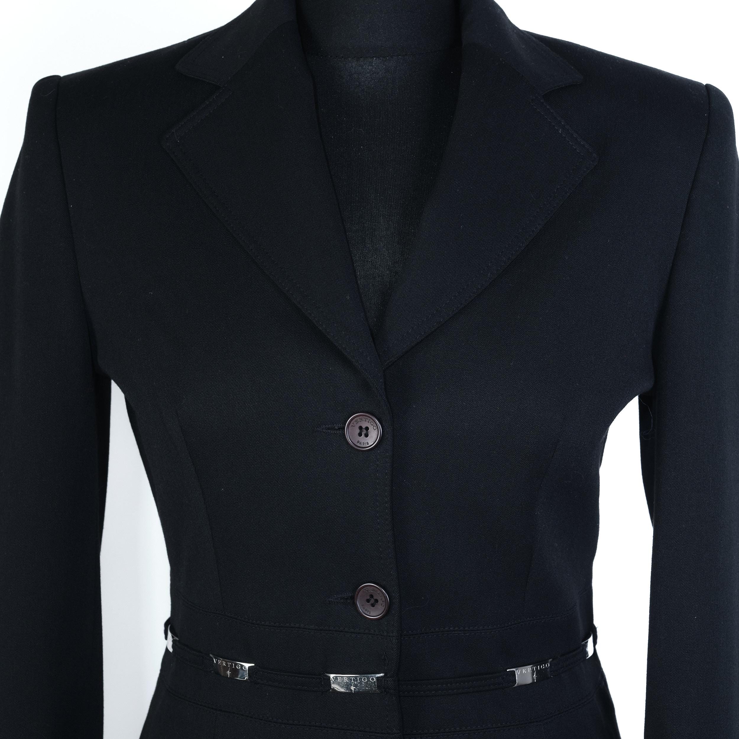 Vintage Y2K Black Blazer: Fitted Waist, Wide Lapels - Made in 