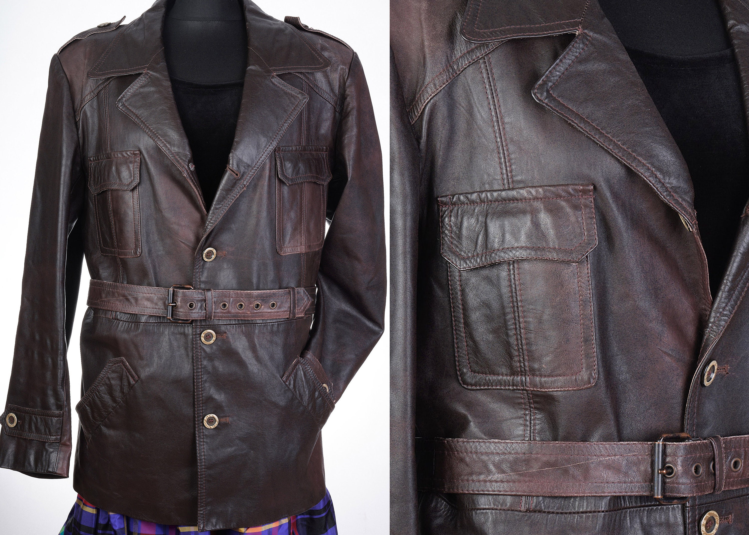 70s Leather Jacket JOFAMA. Vintage Wide 