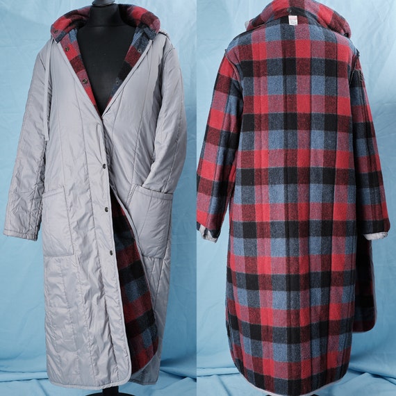 80s / 90s workwear coat. Vintage grey long oversi