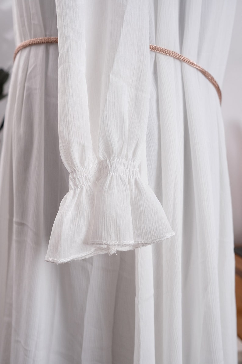 Robe de mariée longue blanche vintage bohème. Robe de mariée rustique. Robe de mariée bohème vintage à manches longues des années 90. image 5