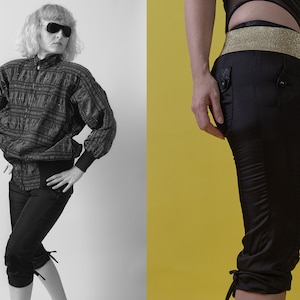 Y2K Capri Hose. Vintage schwarze Sisley 3/4 Jorts. 2000er Jahre Streetwear Damen niedrige Taille Capri Hose.