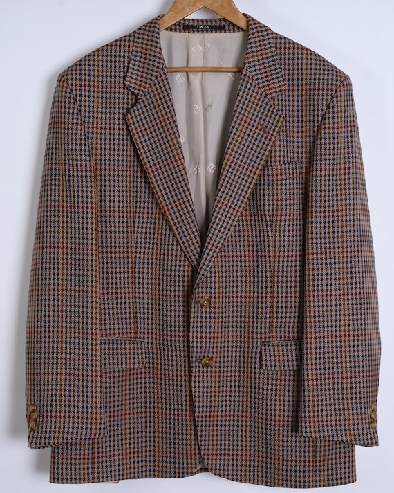 2000s DAKS classic sport plaid wool jacket vintag… - image 1