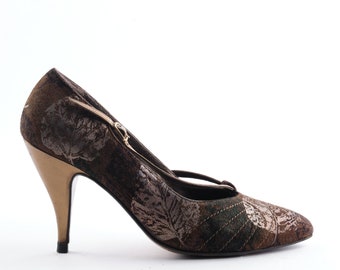 Tacones de aguja Loretta Pettinari vintage: zapatos de cuero bronce de los años 80/90