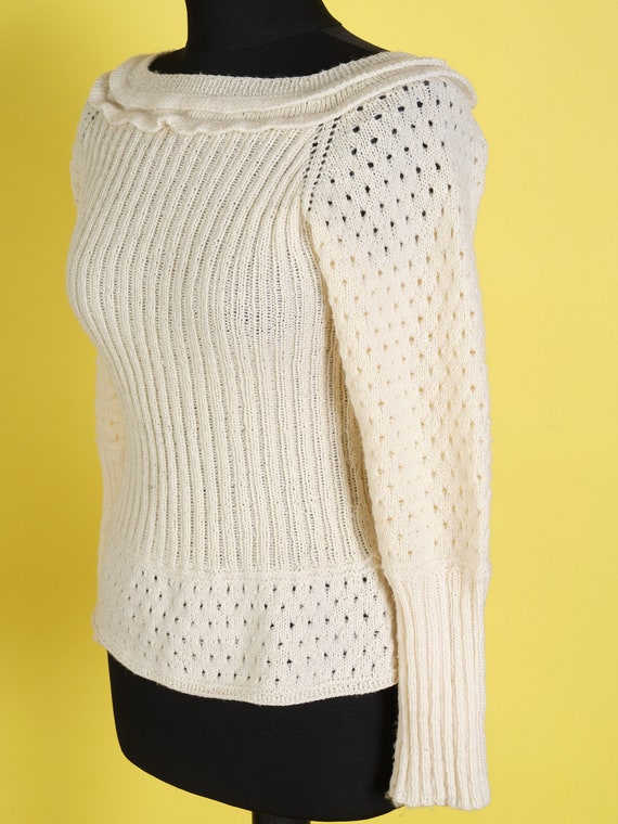 90s hand-knitted crochet sweater vinatge y2k crea… - image 4