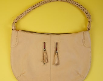 Y2K large tote bag, Vintage pastel yellow large handbag