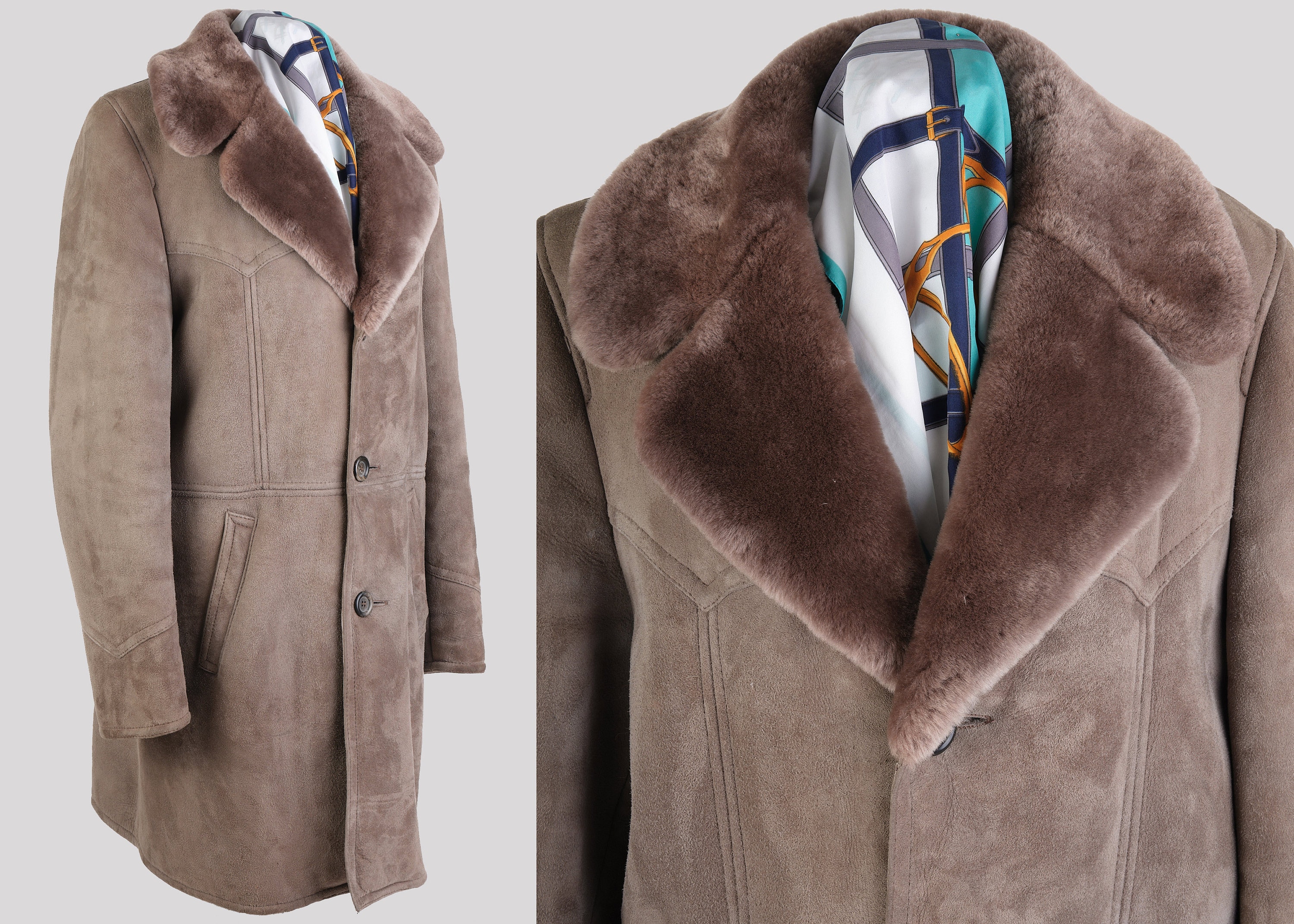 70s MOD Sheepskin Coat Monza Modelle. Vintage Space Age Men