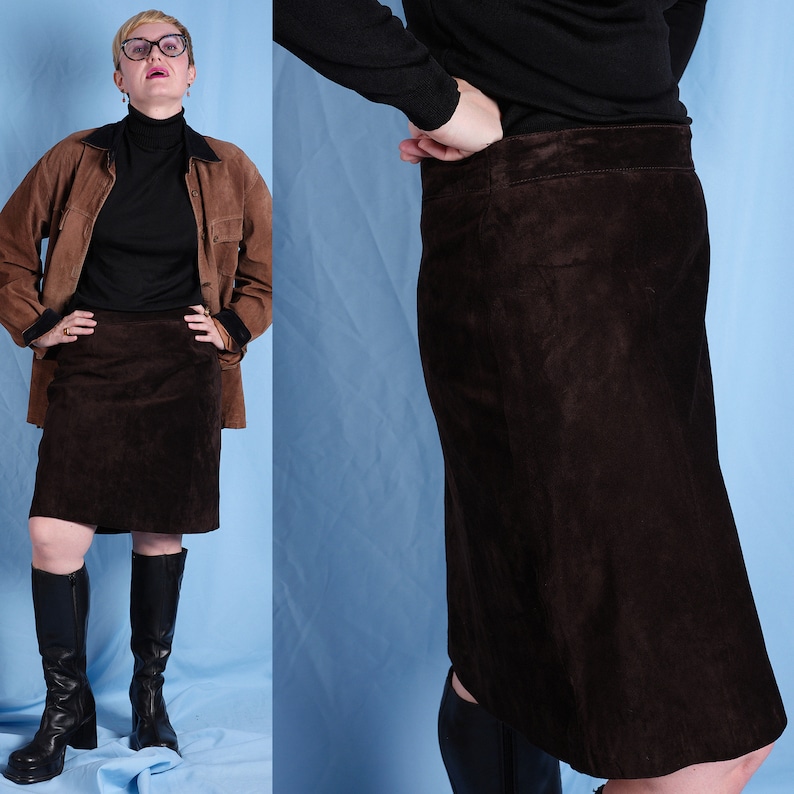 Size: EU 40 US10 UK14 Excellent condition Vintage boho suede short skirt 2000s suede leather skirt by Laura Ashley