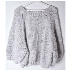 Hand-Knitted Mohair Pullover Sweater: Recycled Yarn, Oversized Fit