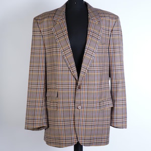 tartan classic wool blazer/ Vintage men&#39;s classic sport jacket/plaid oversized jacket/wool jacket