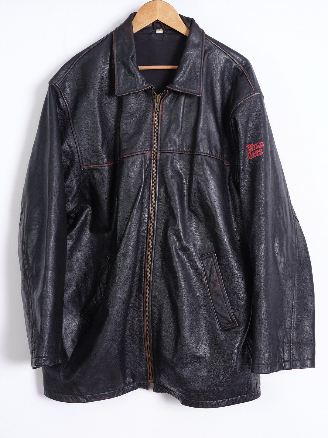 ジャケット・アウター 90s vintage dark brown lether jacket y2k Vintage Distressed Brown Leather Jacket: 90s Y2K Boxy Fit - Etsy