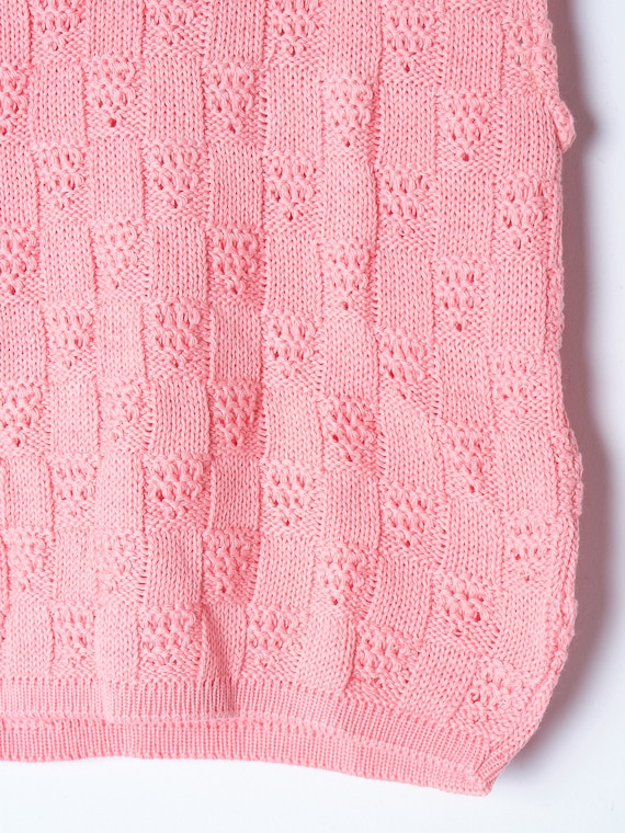 90s pastel pink knitted crop top / Vintage small … - image 4