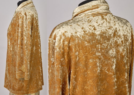 2000s Louis Feraud blouse. Y2K Feraud gold velvet… - image 3