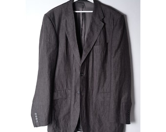 Blazer en lin gris/blazer en lin Marks and Spencer/veste en lin vintage/veste gris foncé des années 2000/veste pour hommes de luxe/veste en lin pour hommes/lin