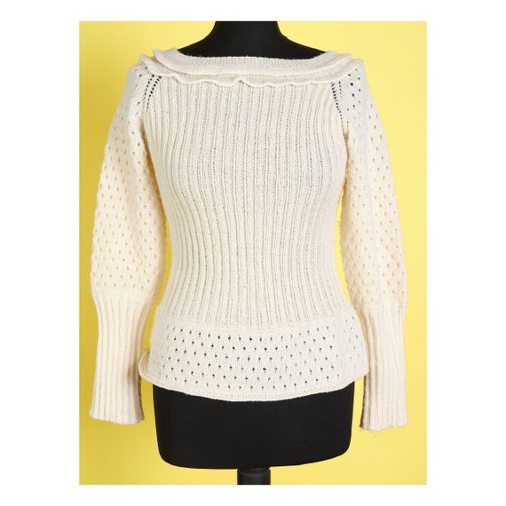 90s hand-knitted crochet sweater vinatge y2k crea… - image 1