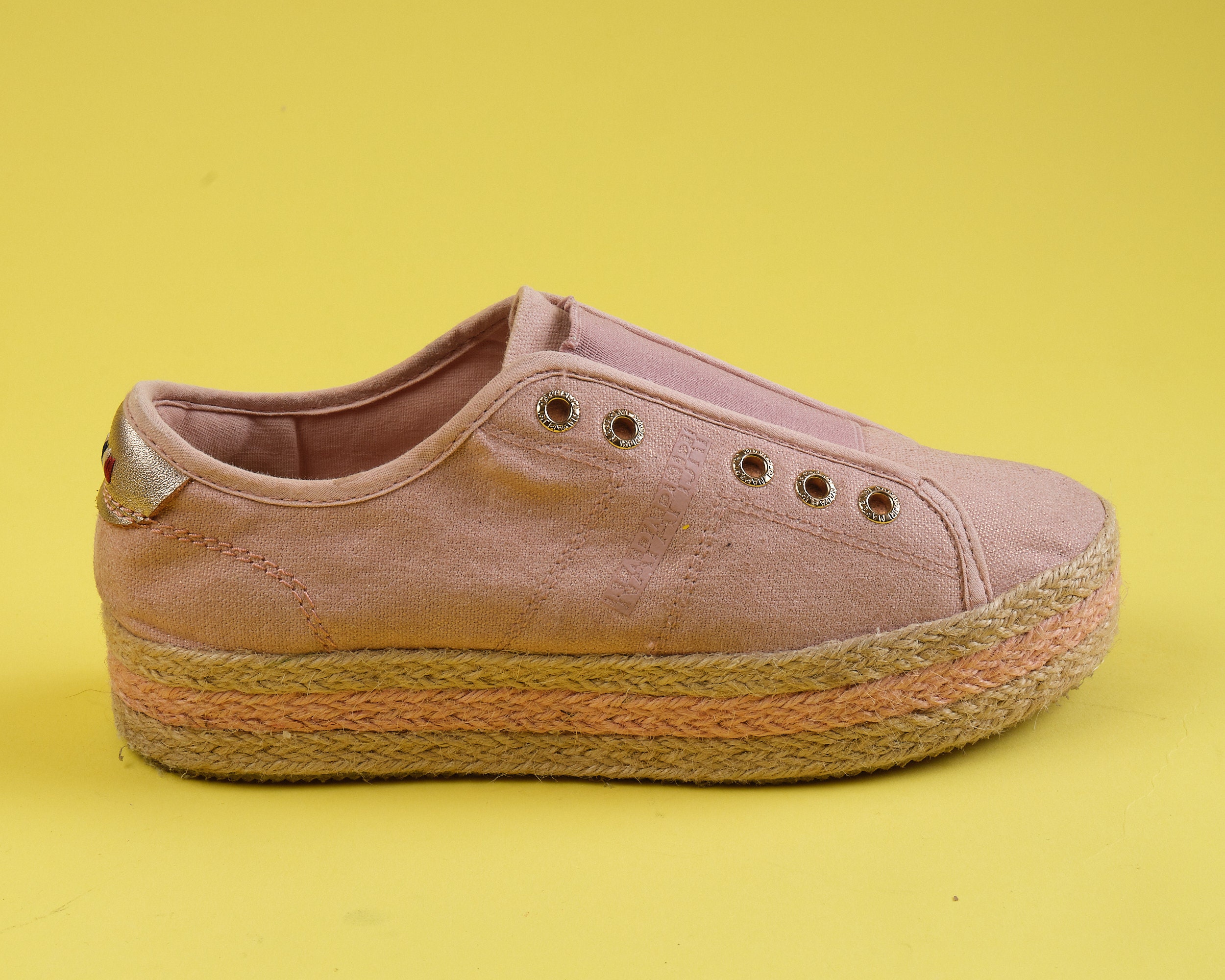Napapijri pink espadrille trainers/ pastel rose canvas trainers/Napapijri Hope slip-on snekars espadrilles/summer pink platform espadrilles