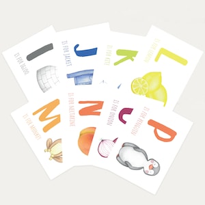Ensemble de cartes Alphabet, Imprimé, Cartes Flash ABC, Cartes Alphabet Animal, Alphabet Woodland, Aquarelle Alphabet cartes flash, Nursery Alphabet Art