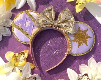 Custom handmade Disney Princess Rapunzel, Tangled inspired disney mickey mouse ears headband