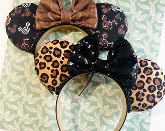 Hand made Animal kingdom leopard mouse ears headband