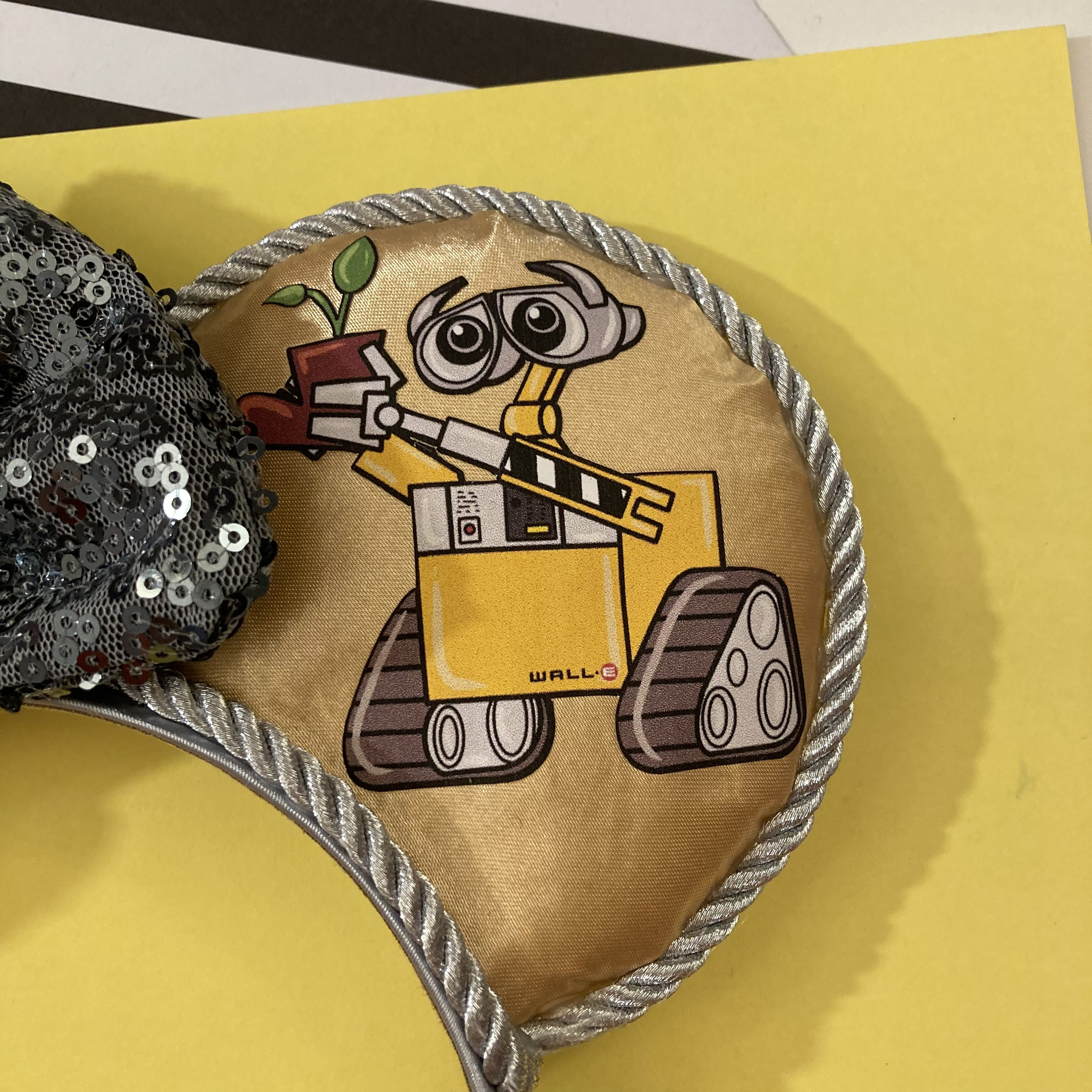 Hand Made Custom Wall-e and Eve Inspired Mouse Ear Headband
