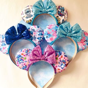 Hand made fabric Lilo and Stitch inspired mouse ears headbands