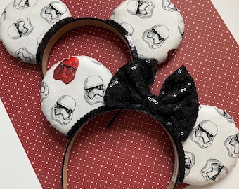 Hand made custom Starwars storm trooper mouse ears headband
