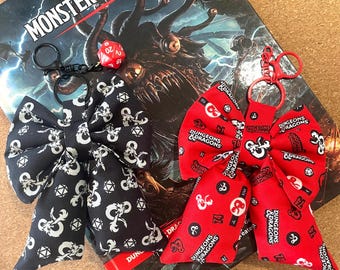 Hand made chunky bag bow Dungeons and Dragons pattern