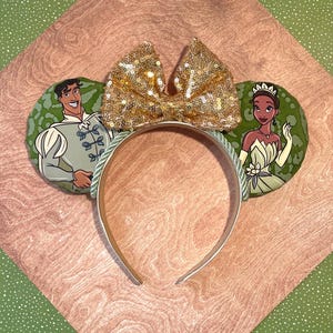 Benutzerdefinierte handgemachte Tiana und Naveen Prinzessin und die Frosch Maus Ohren Stirnband
