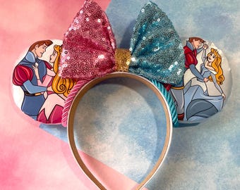 Hand made Sleeping beauty Princess Aurora custom mouse ears headband
