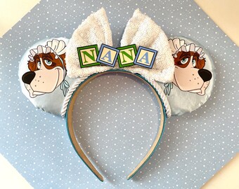 Hand made Peter Pan Nana dog inspired mouse ears headband