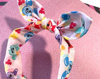 Met de hand gemaakte stof Mickey parkballon themapark knotband hoofdbanden