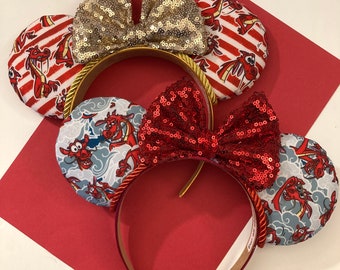 Custom handmade Disney Mulan Mushu themed Mickey Mouse ears headband