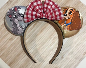 Hand made Lady and the tramp mouse ears headband