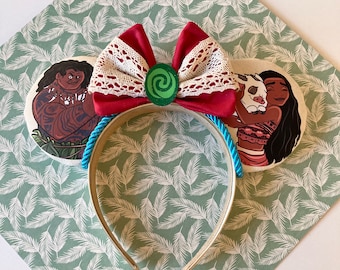 Hand made Moana and Maui mouse ears headband
