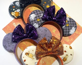 Hand made Winnie the Pooh, Tigger, Eeyore and piglet Halloween mouse ears headband