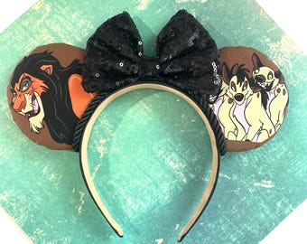Hand made custom villains Lion King Scar and Hyenas halloween Mouse ear headband