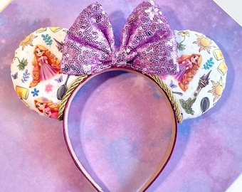 Hand made Princess Rapunzel Tangled mouse ears headband