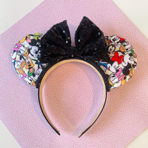 Custom handmade Mickey, minnie, Daisy, Donald Mouse ears headband