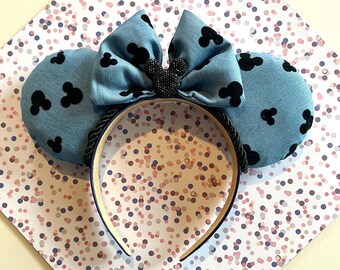 Hand made Mickey Denim mouse ears headband