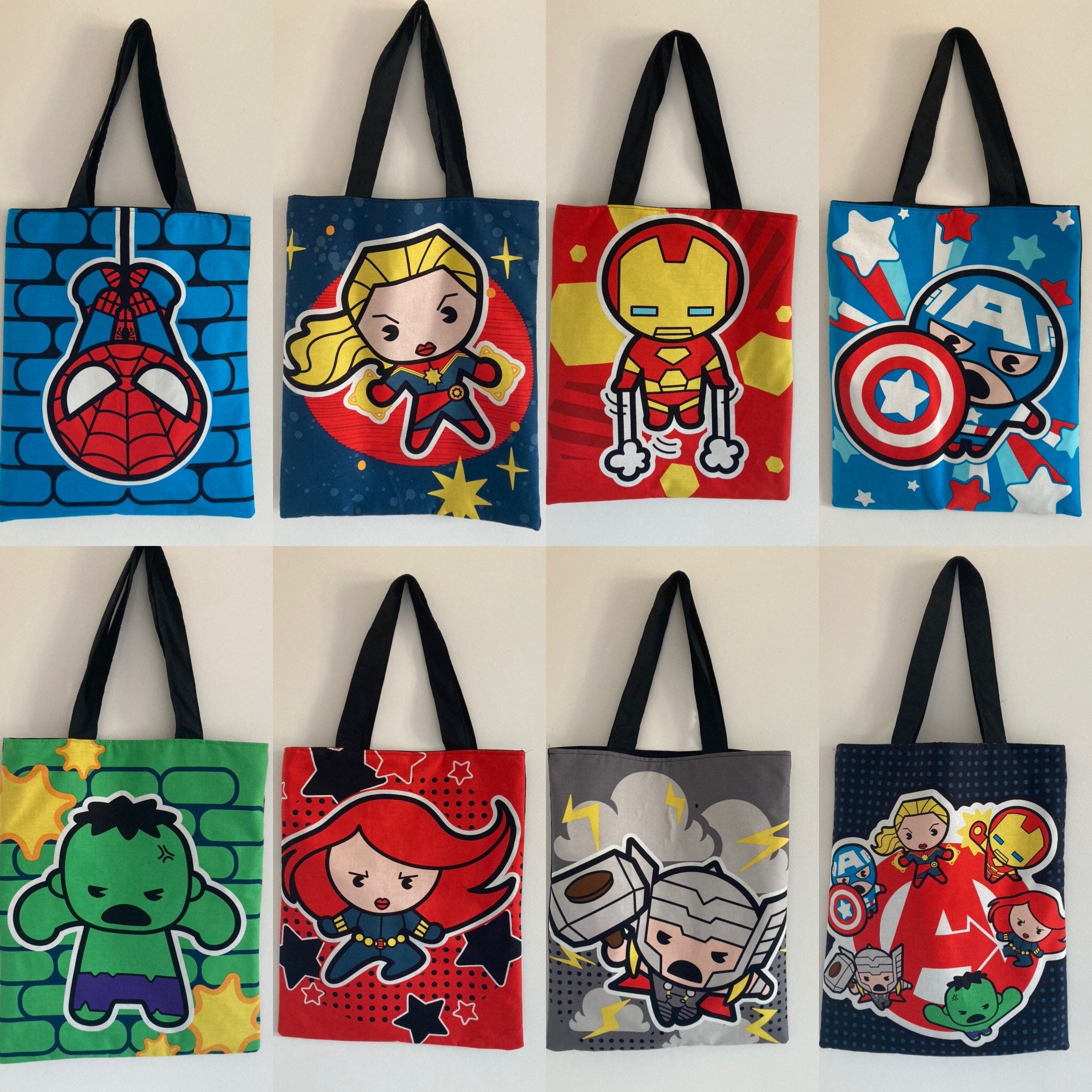 MINISO Marvel Shoulder Bag Cotton Canvas Tote Bag with Large Capacity,White  & Red