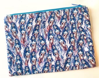 Hand made The corpse Bride Emily large zipper pouch