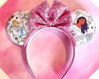 Hand made Princess mix Polaroid   mouse ears headband