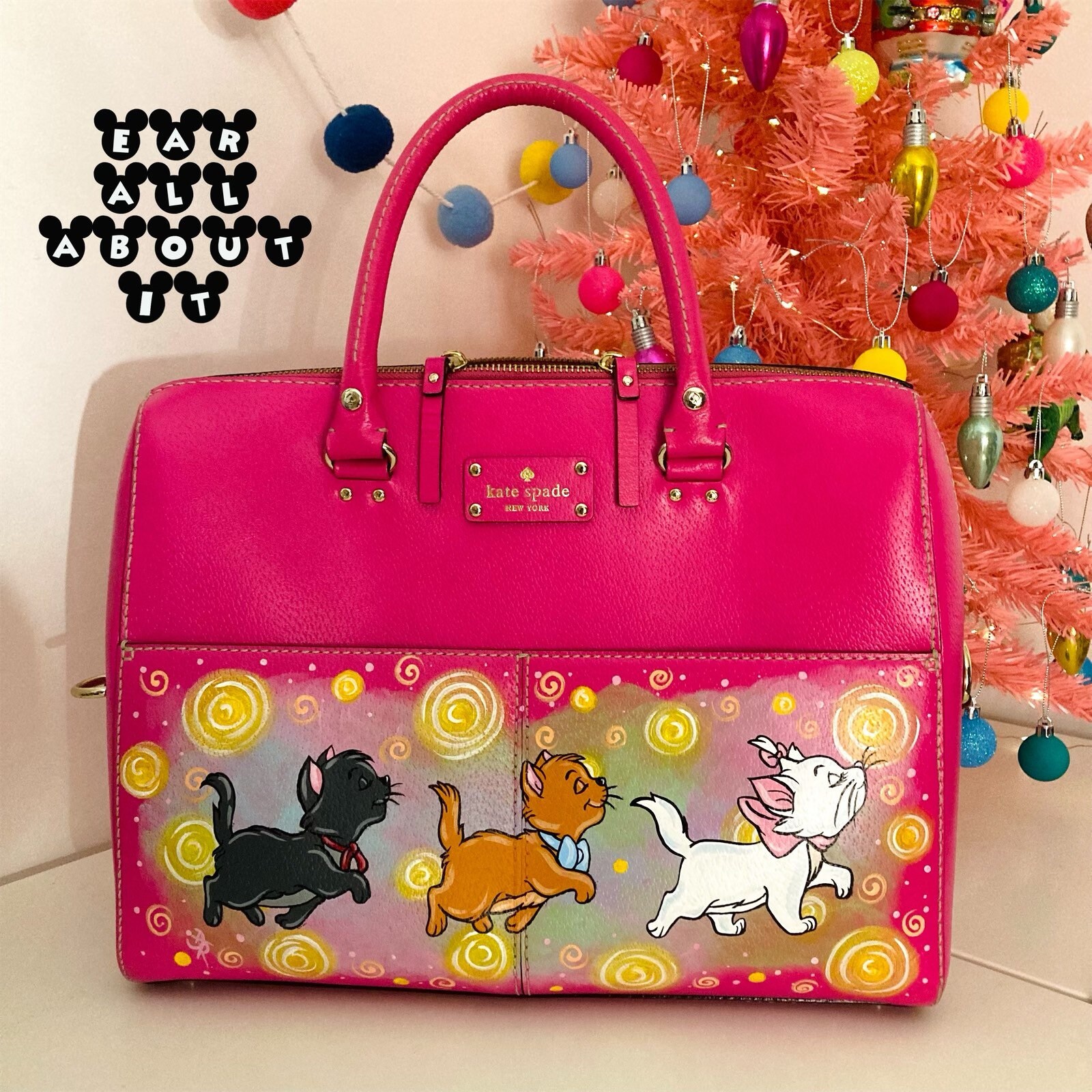Hand Painted Aristocats Upcycled Kate Spade Large Overnight - Etsy