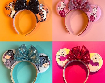 Hand made custom Winnie the Pooh, Eeyore, piglet, tigger mouse ear headband