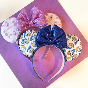 Custom handmade Disney Donald and Daisy Duck themed Mickey Mouse ears headband