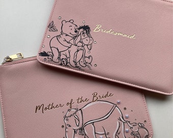 Hand painted mother of the bride, bridesmaid custom clutch bag accessory, dumbo, mrs jumbo, Winnie the Pooh
