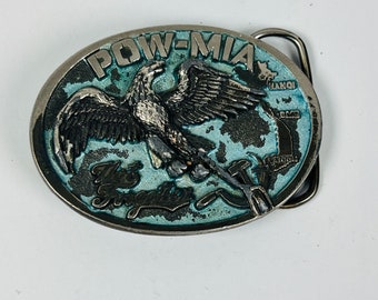 Vintage 1996 POW-MIA Not Forgotten Mens Belt Buckle USA